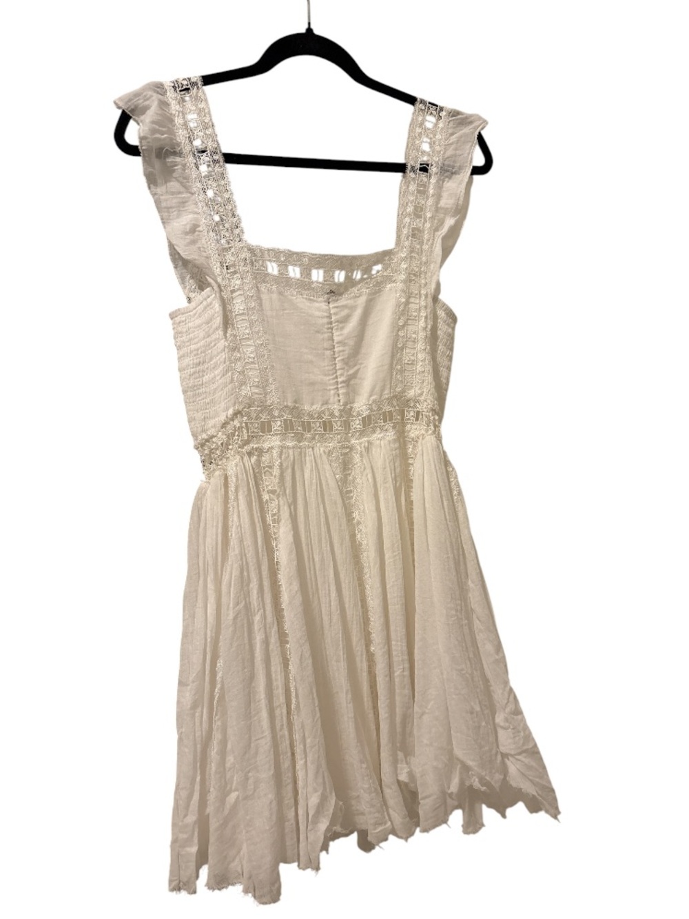 Free people Verona White Lace Trim Square-Neck Mini Dress - Picture 8 of 12